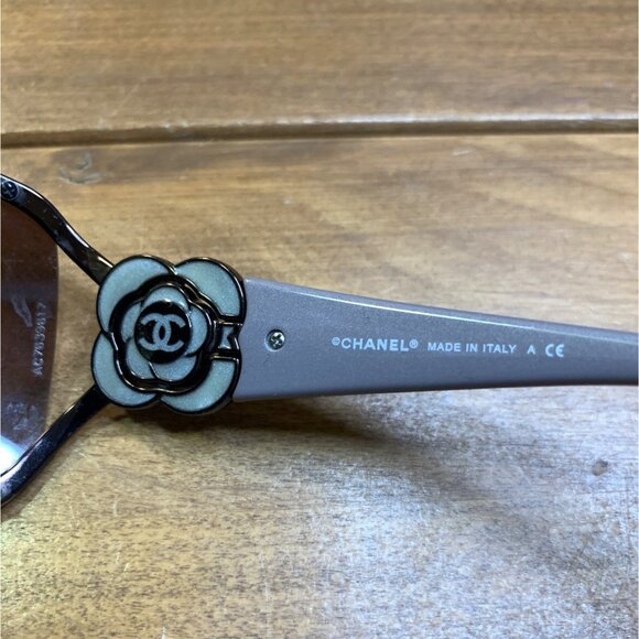 Chanel Bronze Tone/Brown Gradient 4164-B Camelia Shield Sunglasses w/ Case - Picture 14 of 17